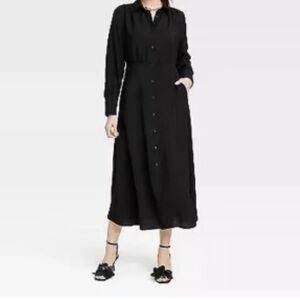 Black Button-Up Shirt Dress